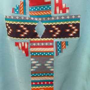 Sheer lined southwestern tank top.